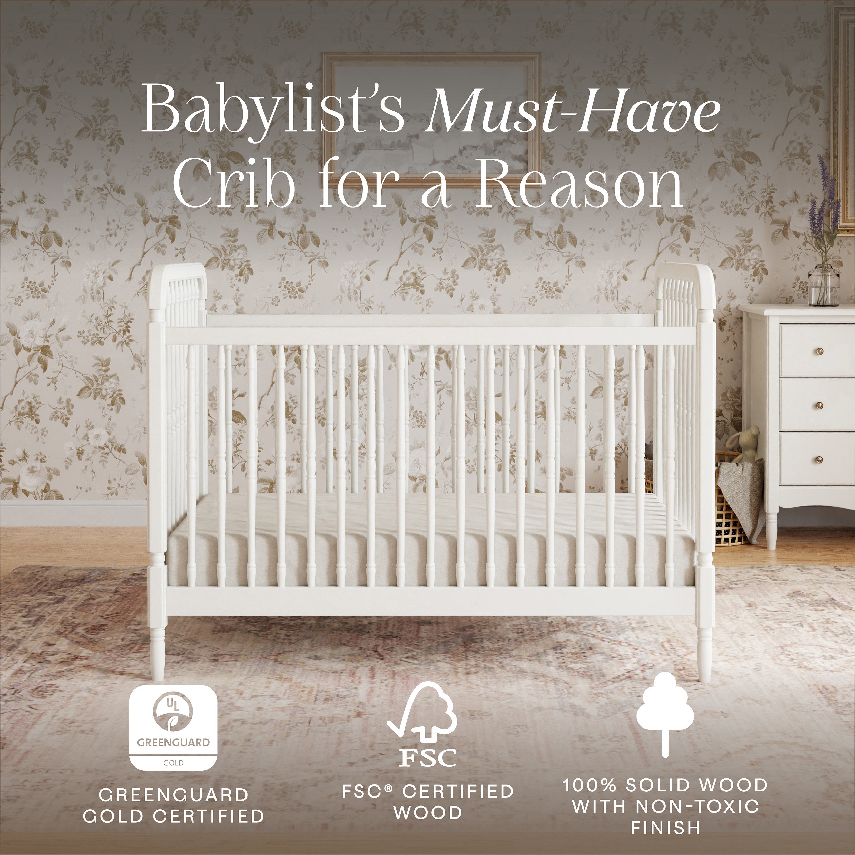 Liberty 3-in-1 Convertible Spindle Crib with Toddler Bed Conversion Kit Convertible Cribs Namesake