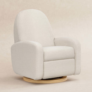 Ivory Boucle with Light Wood Base