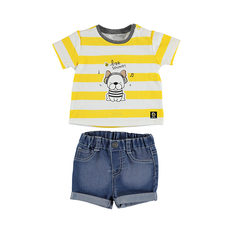 Denim Shorts set - Yellow Clothing - Infant Mayoral