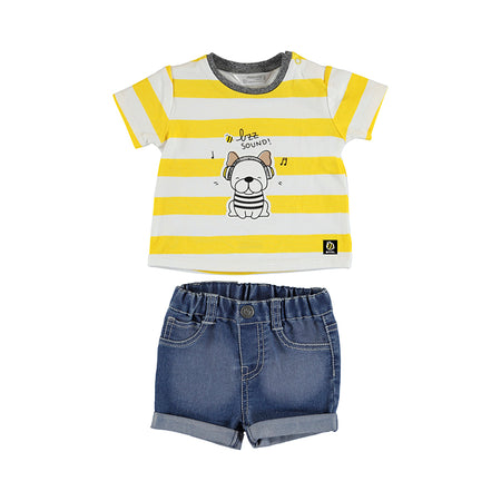 Denim Shorts set - Yellow Clothing - Infant Mayoral