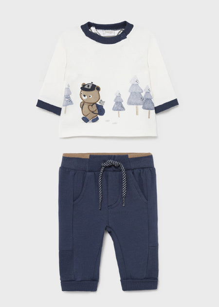 L/S Bear Trees Shirt + Blue Sport Fleece Pants Clothing - Infant Mayoral
