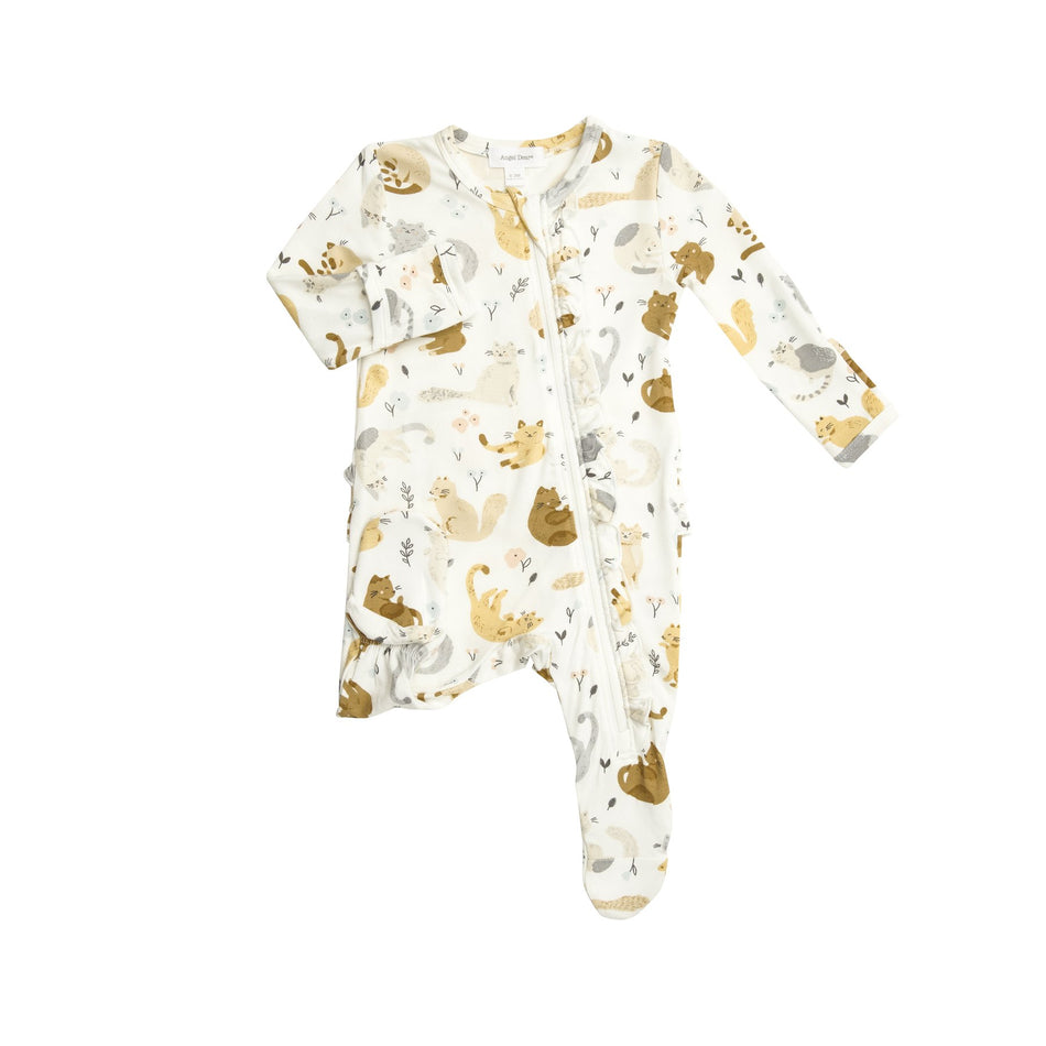Pretty Kitties Ruffle Zipper Footie