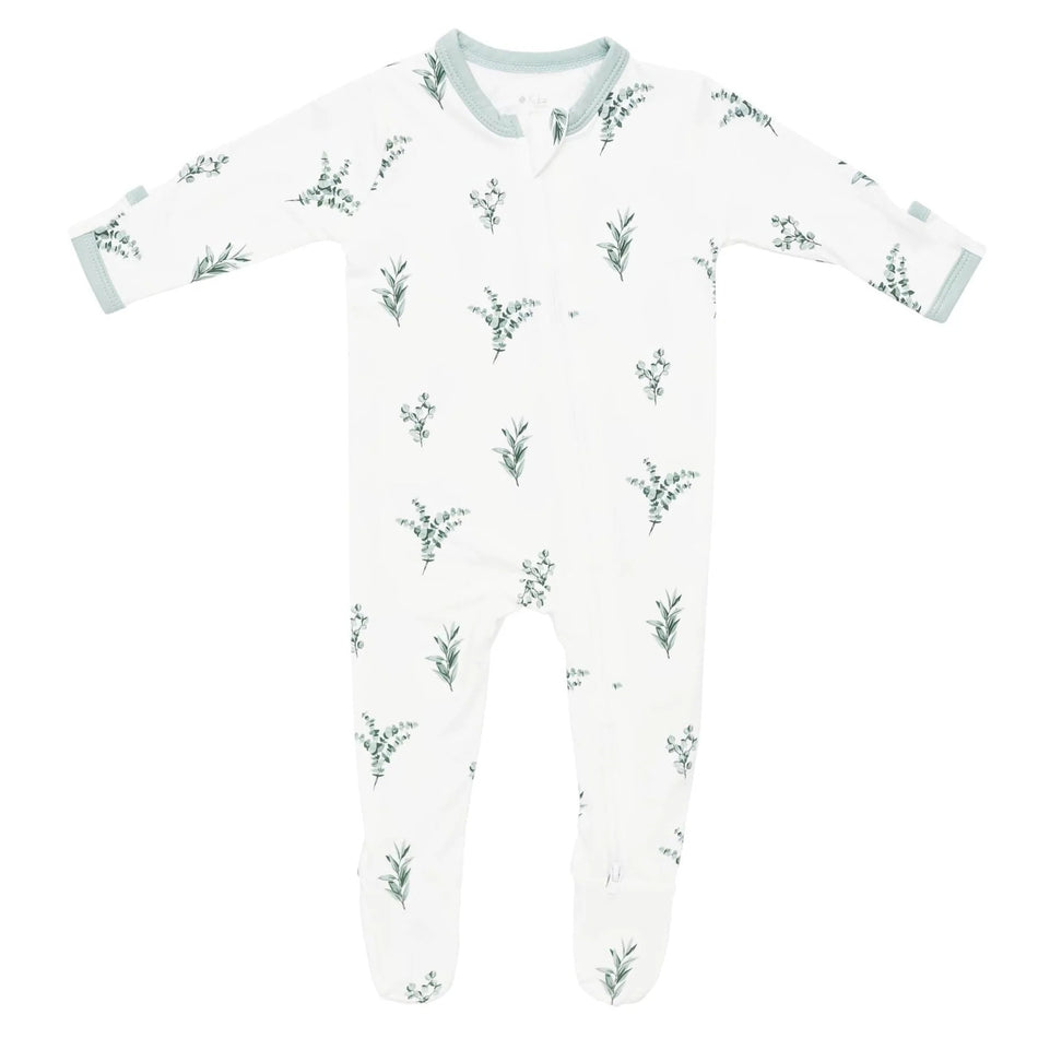 Eucalyptus Printed Zipper Footie