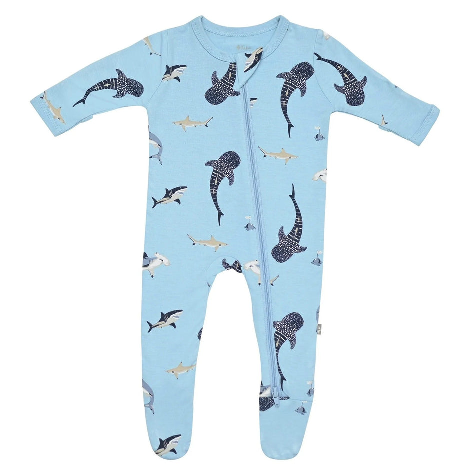 Stream Shark Printed Zipper Footie