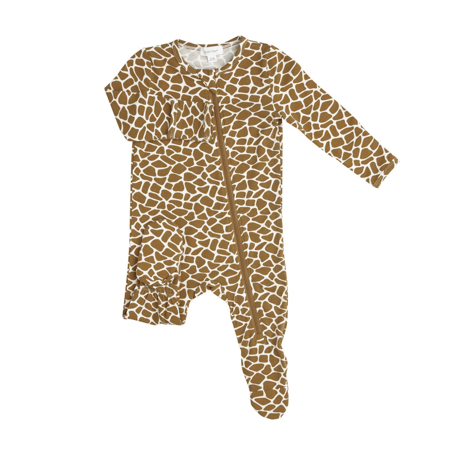 Giraffe Print Zipper Footie