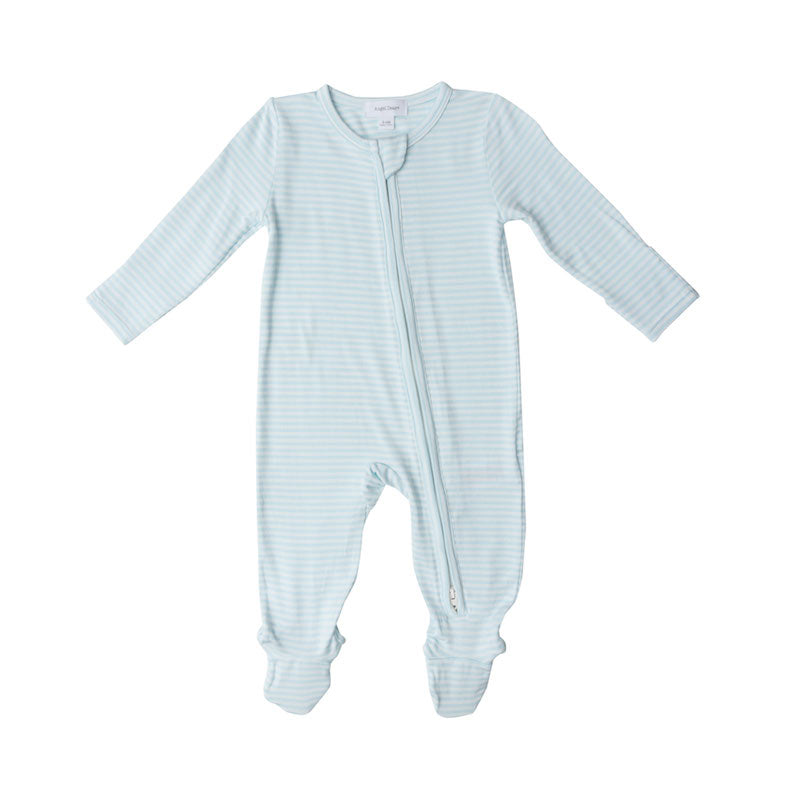 Bunny Stripes 2 Way Zipper Footie - Blue