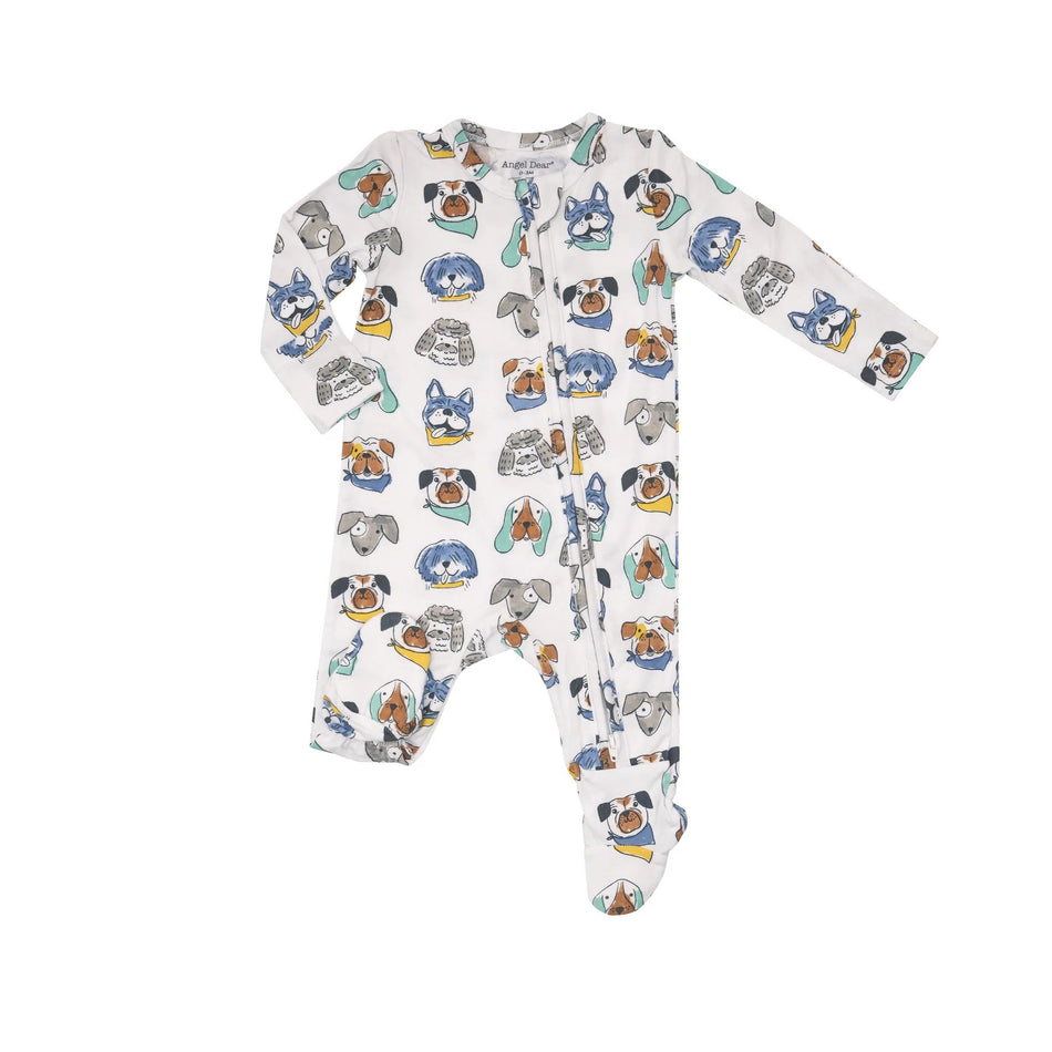 Bamboo Zipper Footie - Furry Friends