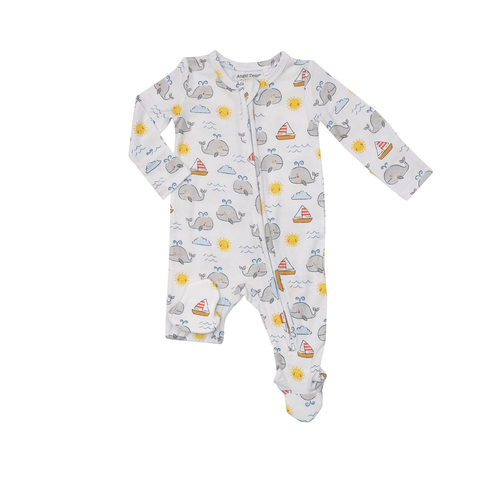 Bamboo Zipper Footie - Whaley Cute