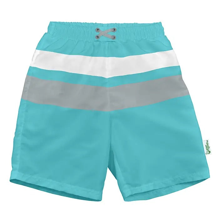 Classic trunk w/built-in swim diaper - Aqua Gray