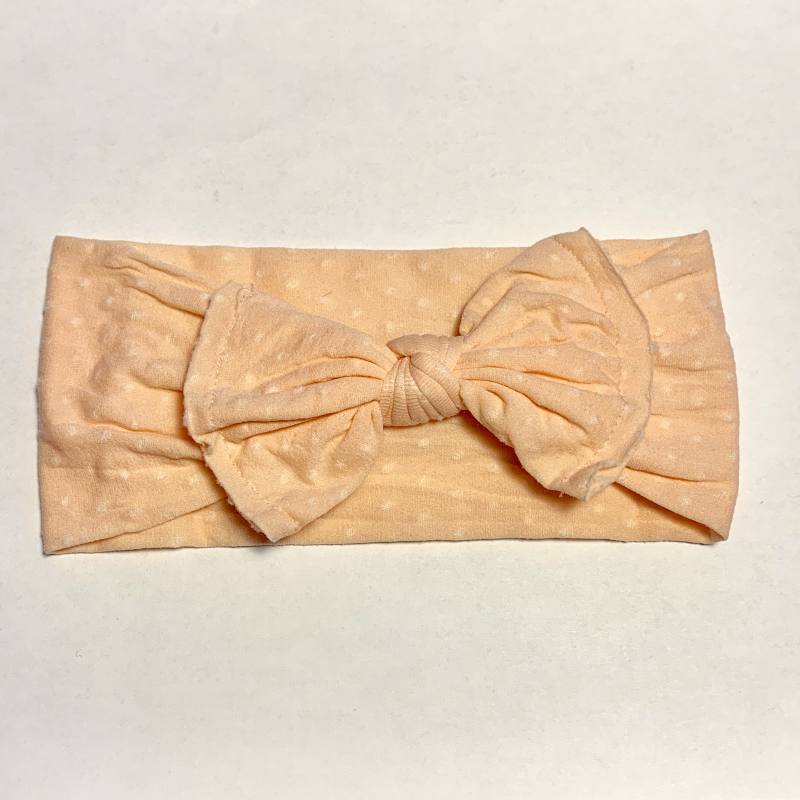 Sugar + Maple Baby Classic Dots Bow Headband - Peach