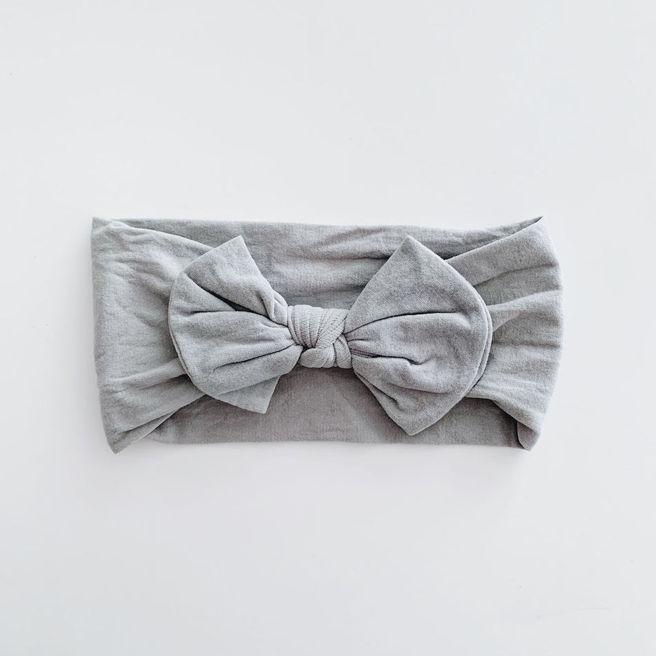 Sugar + Maple Classic Baby Bow Headband in Grey