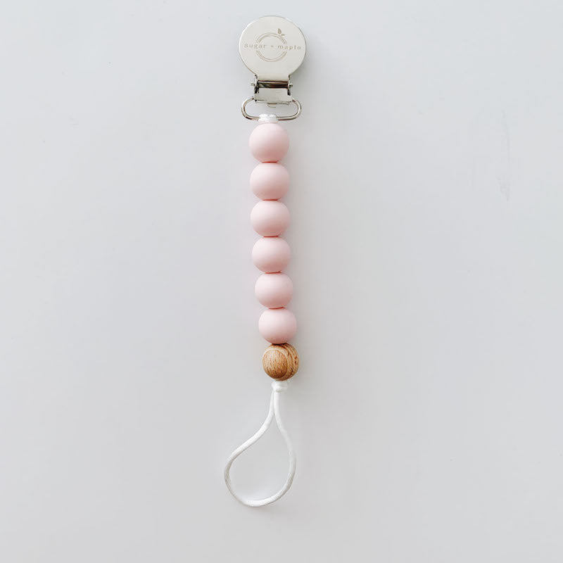 Sugar + Maple Sugar + Maple Silicone Pacifier Clip + Teether in Blush ...