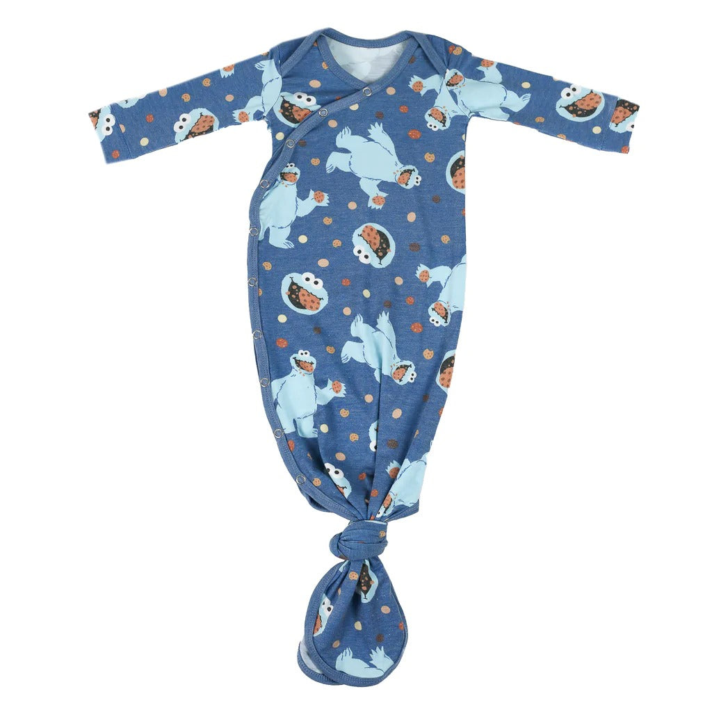 Copper Pearl Cookie Monster Knotted Gown – Destination Baby & Kids