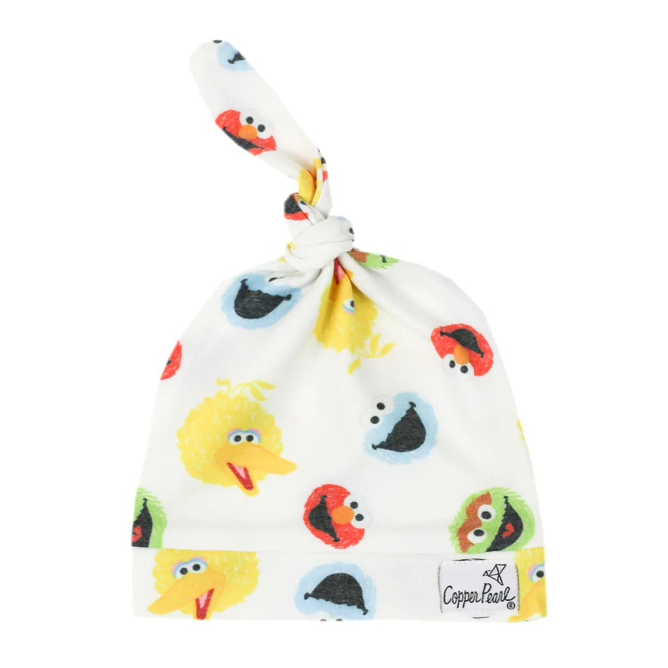 Sesame Scribbles Top Knot Hat - 0-4 Months