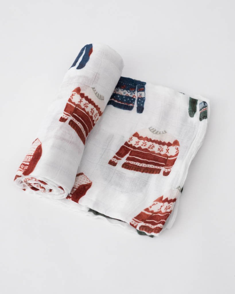 Deluxe Muslin Single Swaddle Swaddling Blankets Little Unicorn Sweater Soiree