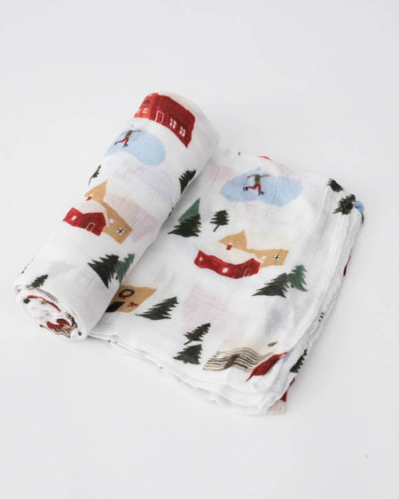 Deluxe Muslin Single Swaddle Swaddling Blankets Little Unicorn Winter Village