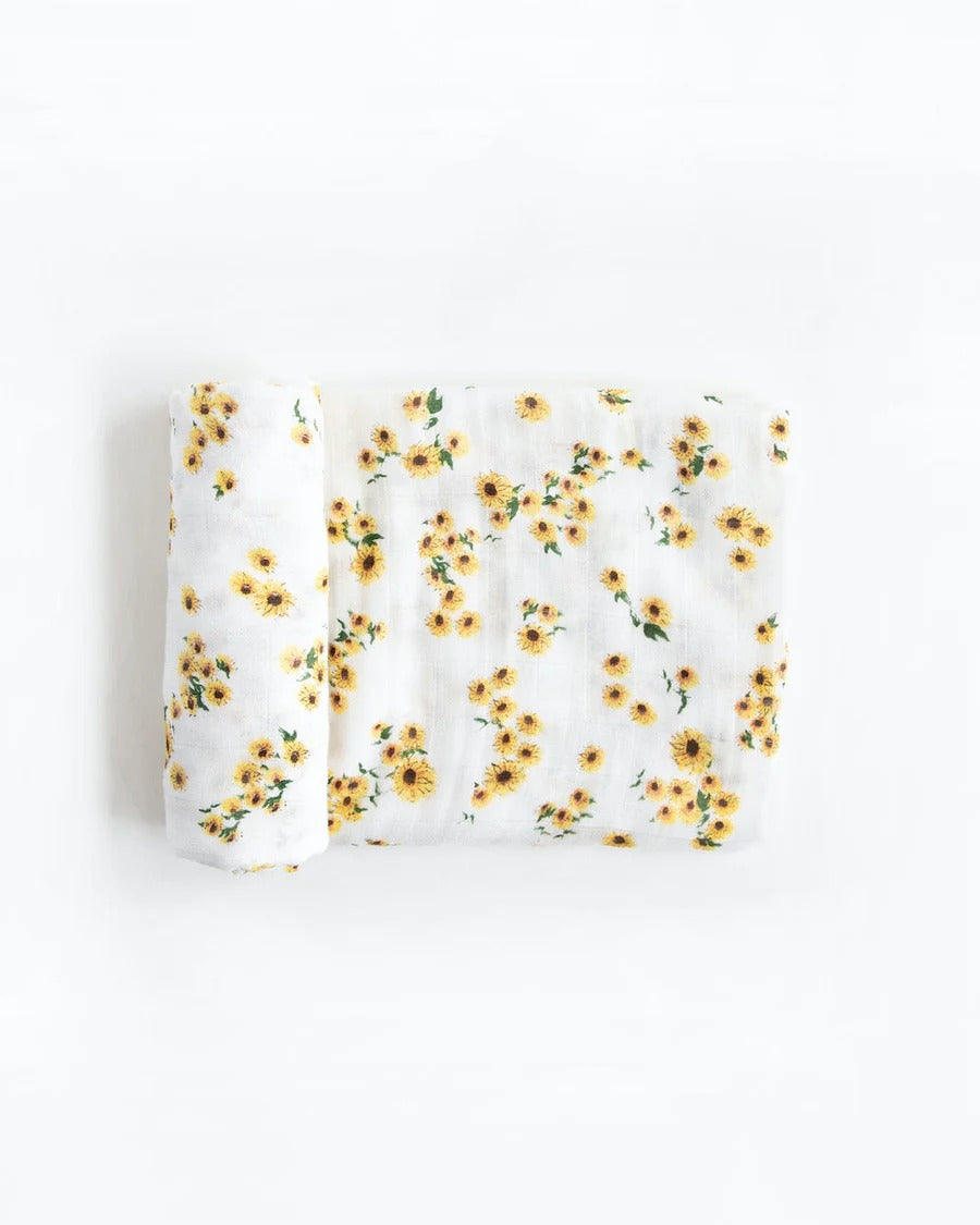 Deluxe Muslin Single Swaddle Swaddling Blankets Little Unicorn Ditsy Sunflower