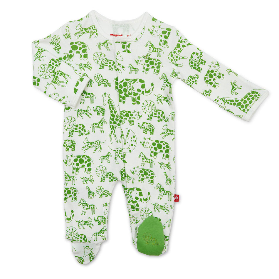 Magnetic Me Green Avant Gardimal Magnetic Footie - Newborn