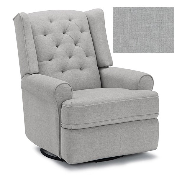 Best Chairs Kendra Tufted Swivel Glider Recliner - Fog