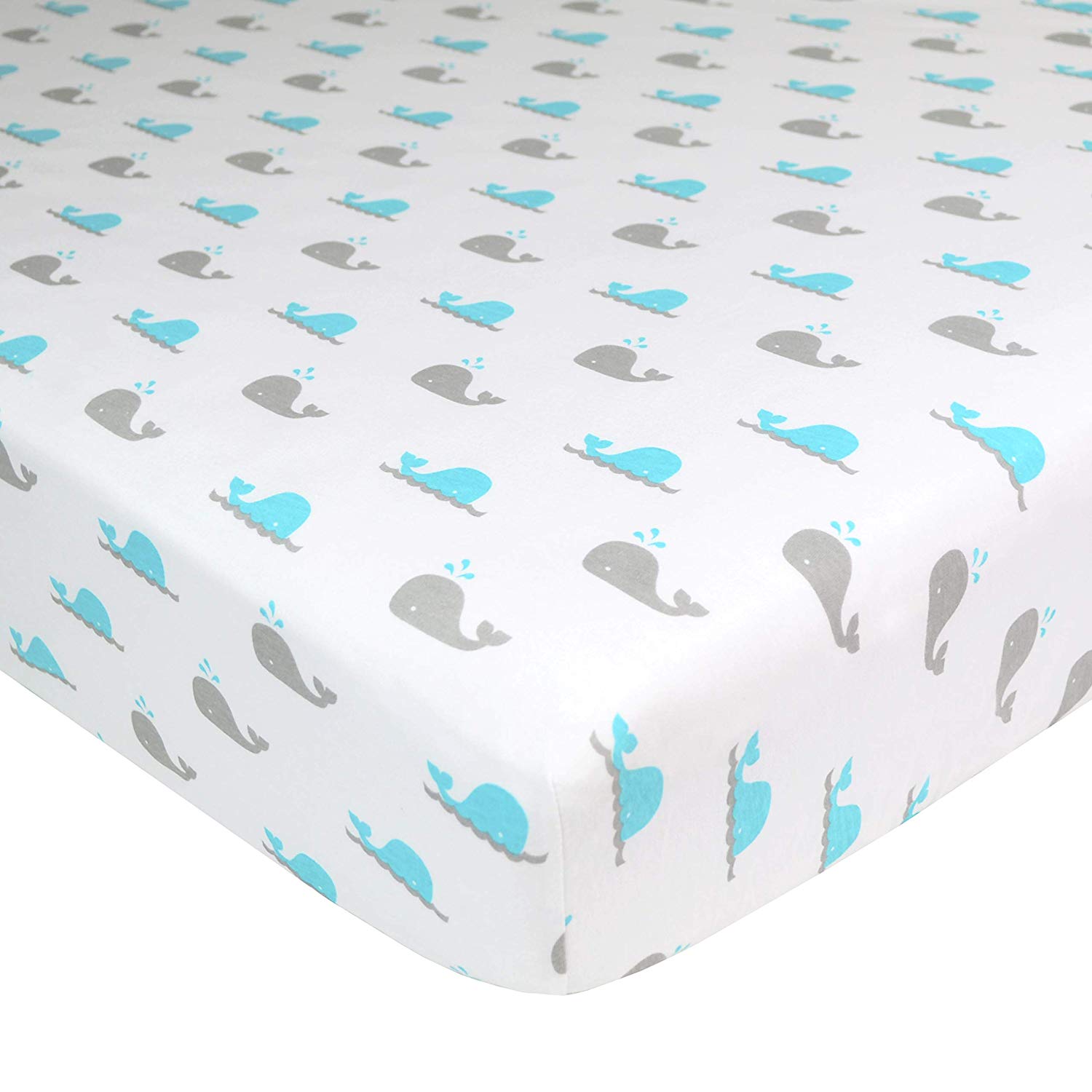 American Baby Company Knit Jersey Crib Sheet - Aqua Whale