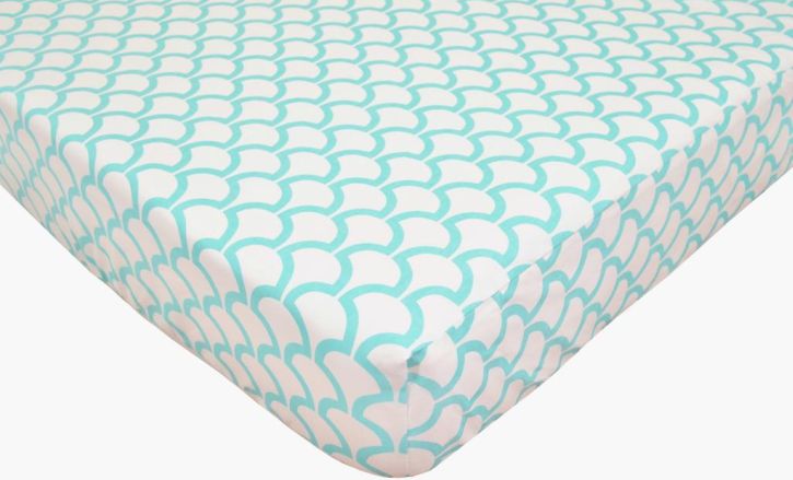 American Baby Company Aqua Seawaves Percale Crib Sheet