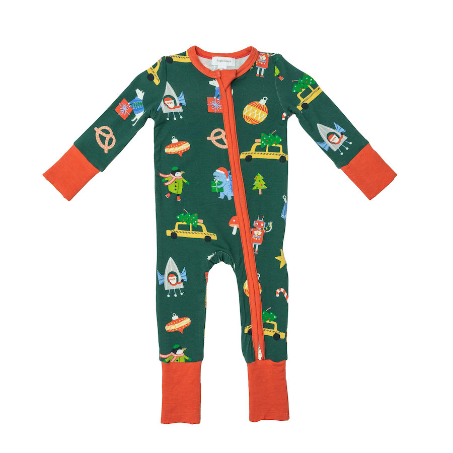 Angel Dear Bamboo Zipper Romper - Merry And Bright - 12-18 Month
