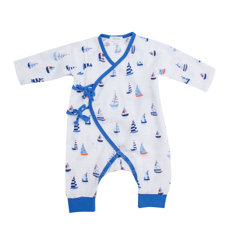Angel Dear Nautical Boats Wrap Coverall - 0-3 Months