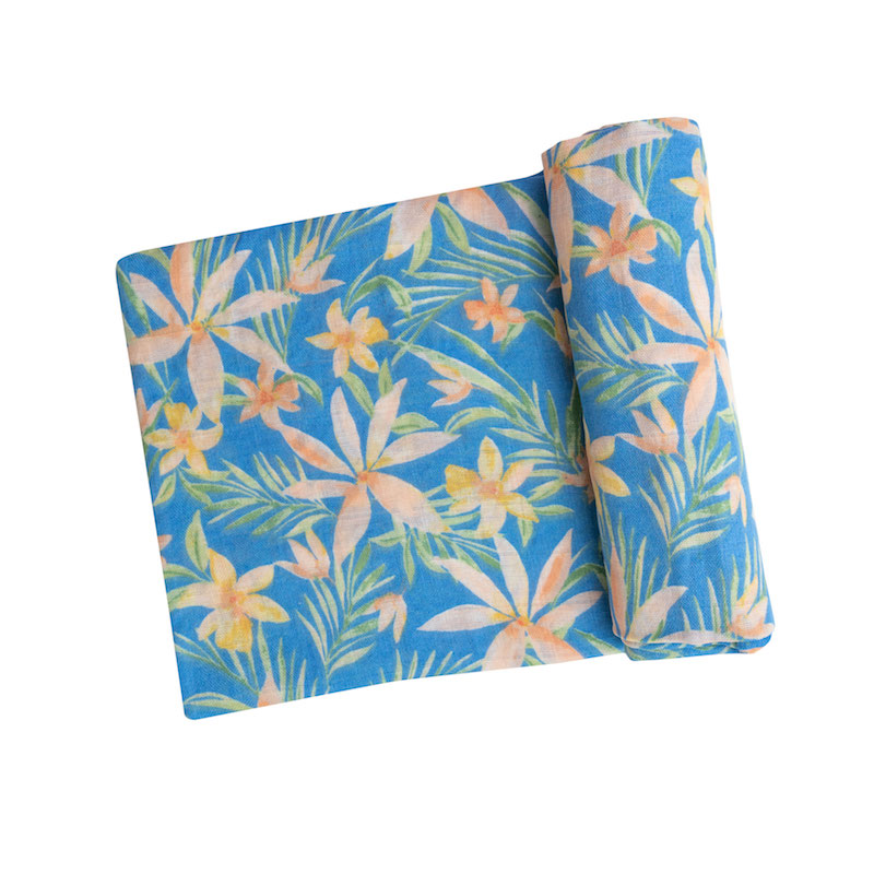 Angel Dear Blue Island Floral/ Blue Swaddle Blanket