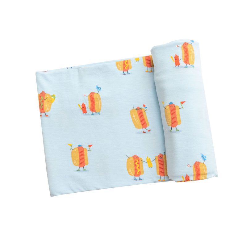 Angel Dear Hotdogs/Blue Swaddle Blanket