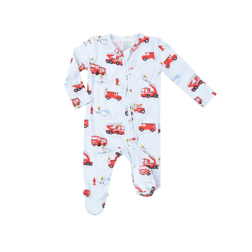 Angel Dear Firetruck Dalmatians 2 Way Zipper Footie - Newborn