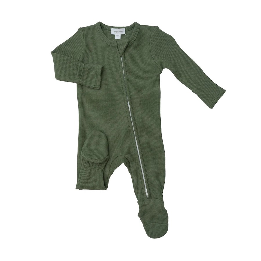 Angel Dear Thermal Zipper Footie - Basic Chive - 0-3 Months