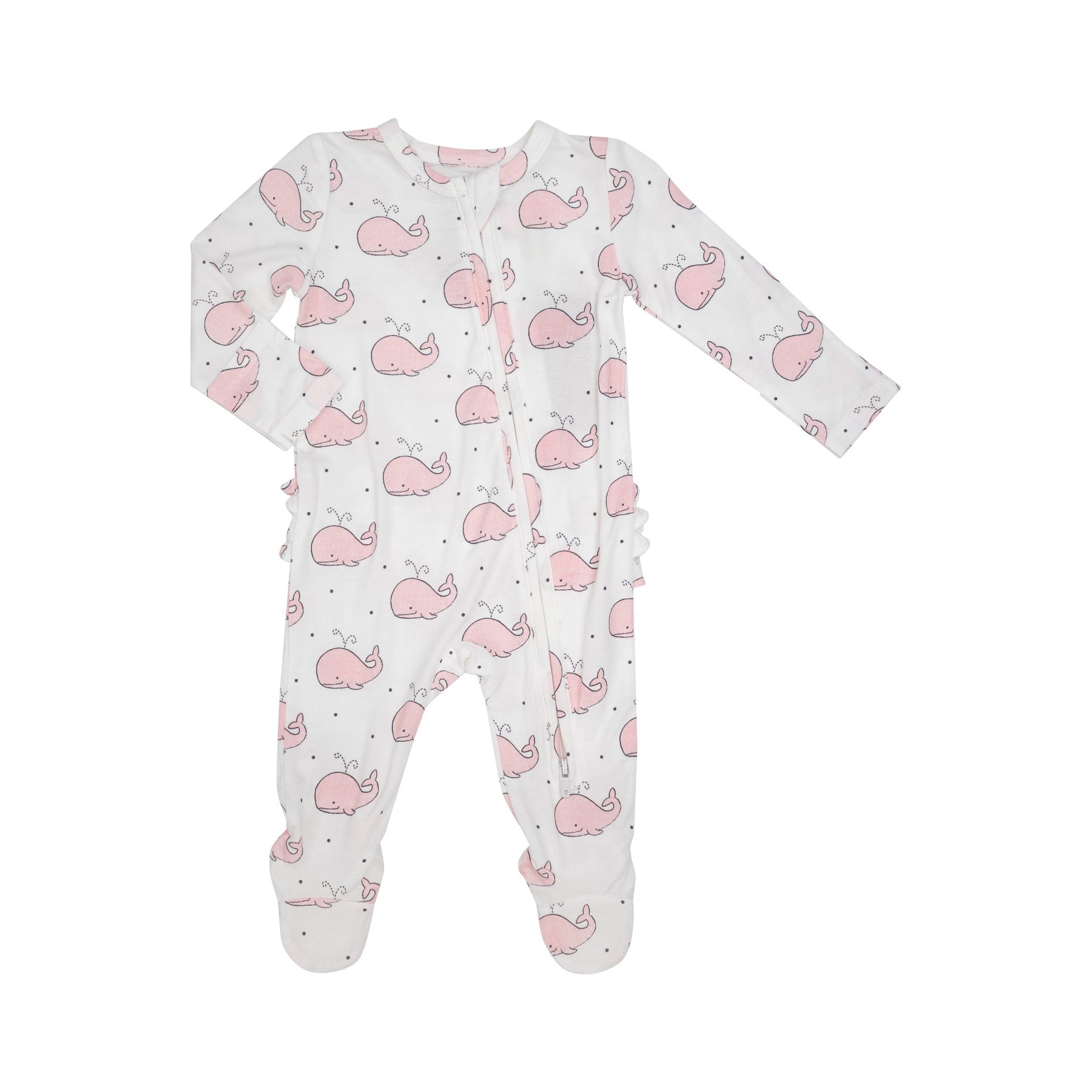 Angel Dear Bubbly Whale Pink Ruffle Footie - Newborn