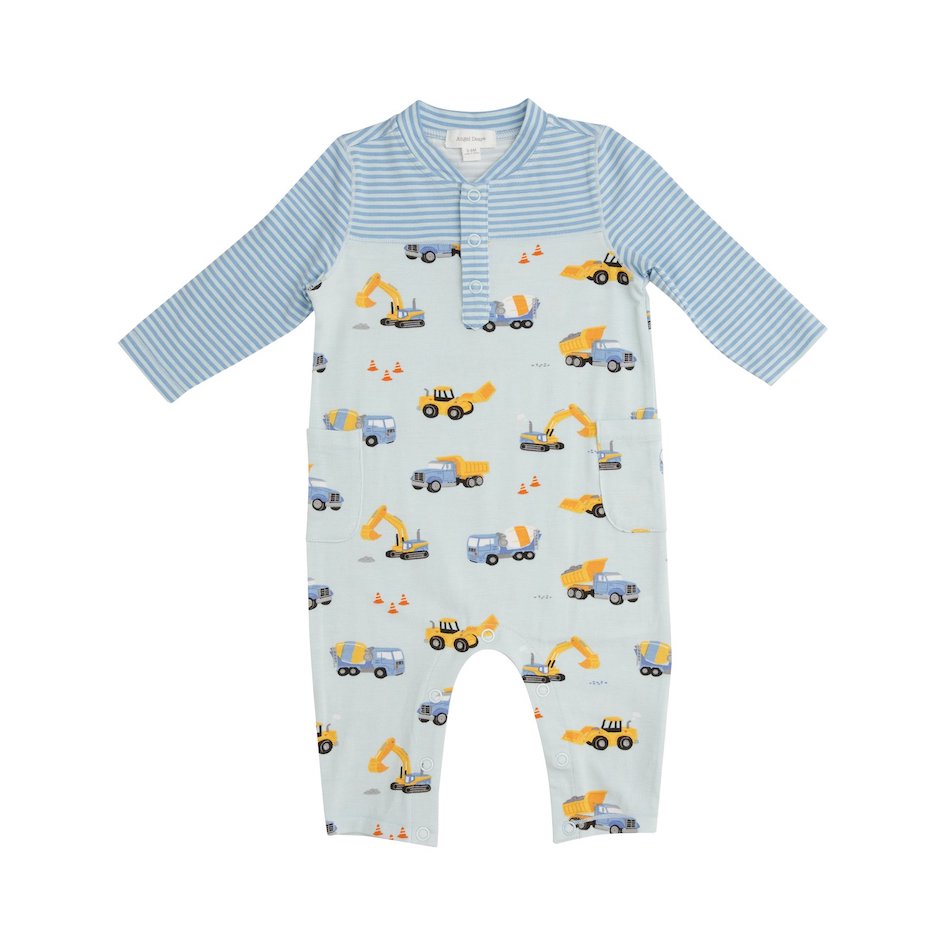 Angel Dear Construction Romper With Pockets - 12-18 Months