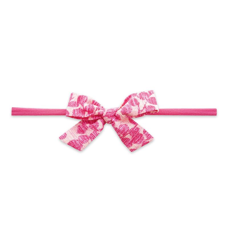Baby Bling Bows Cotton Printed Headband - Hot Pink Begonia