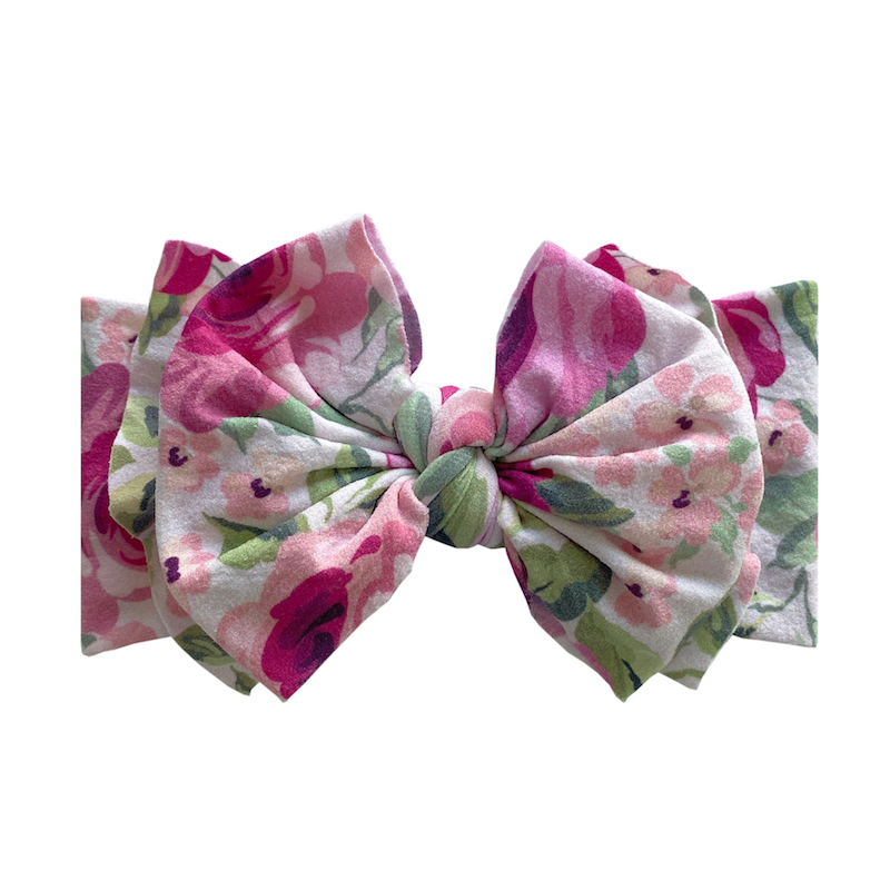 Baby Bling Bows Printed Fab Headband - Pink Rose
