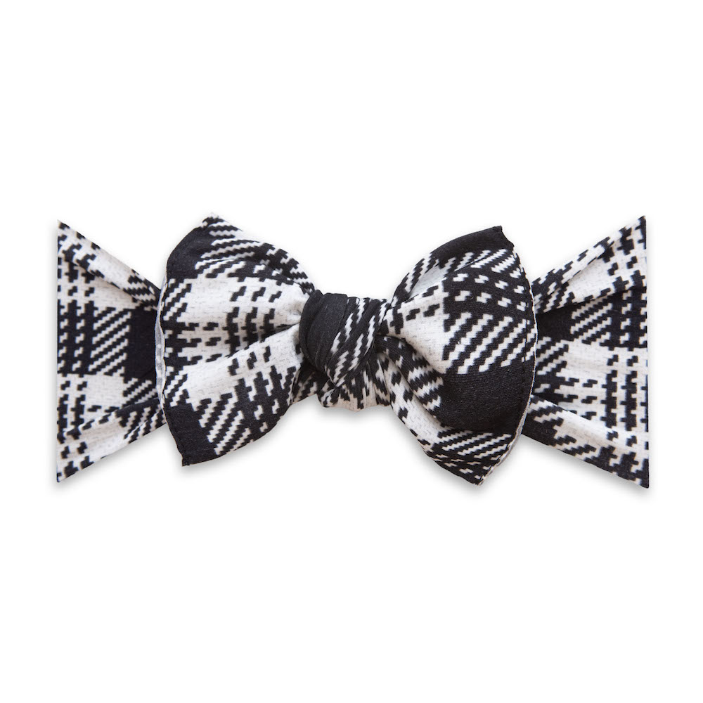 Baby Bling Bows Printed Knot Headband - Knitted Plaid