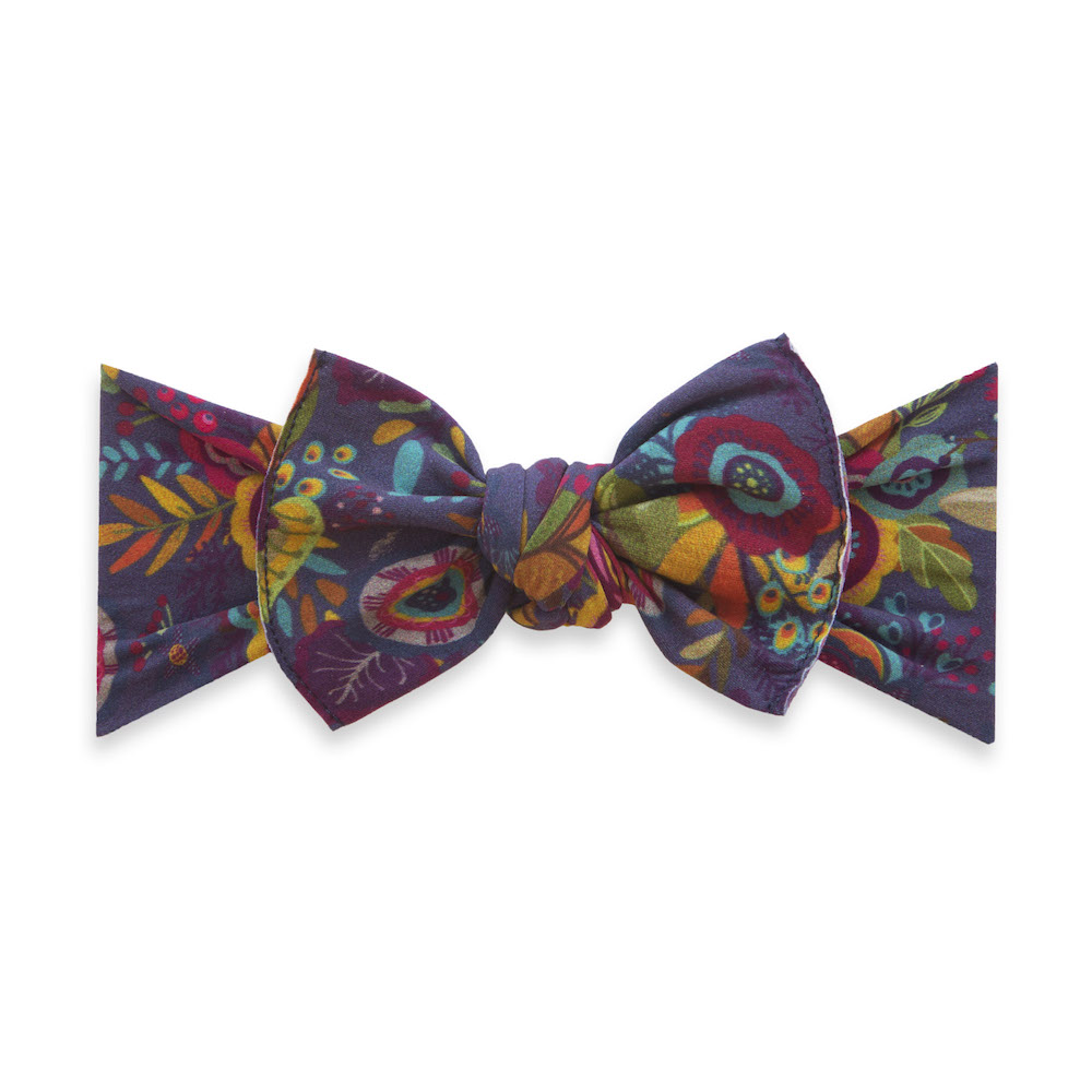 Baby Bling Bows Printed Knot Headband - Plum Leaves
