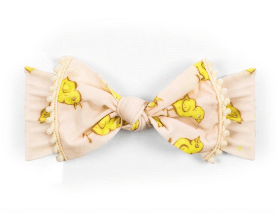 Baby Bling Bows Trimmed Printed Knot Headband - Chicks