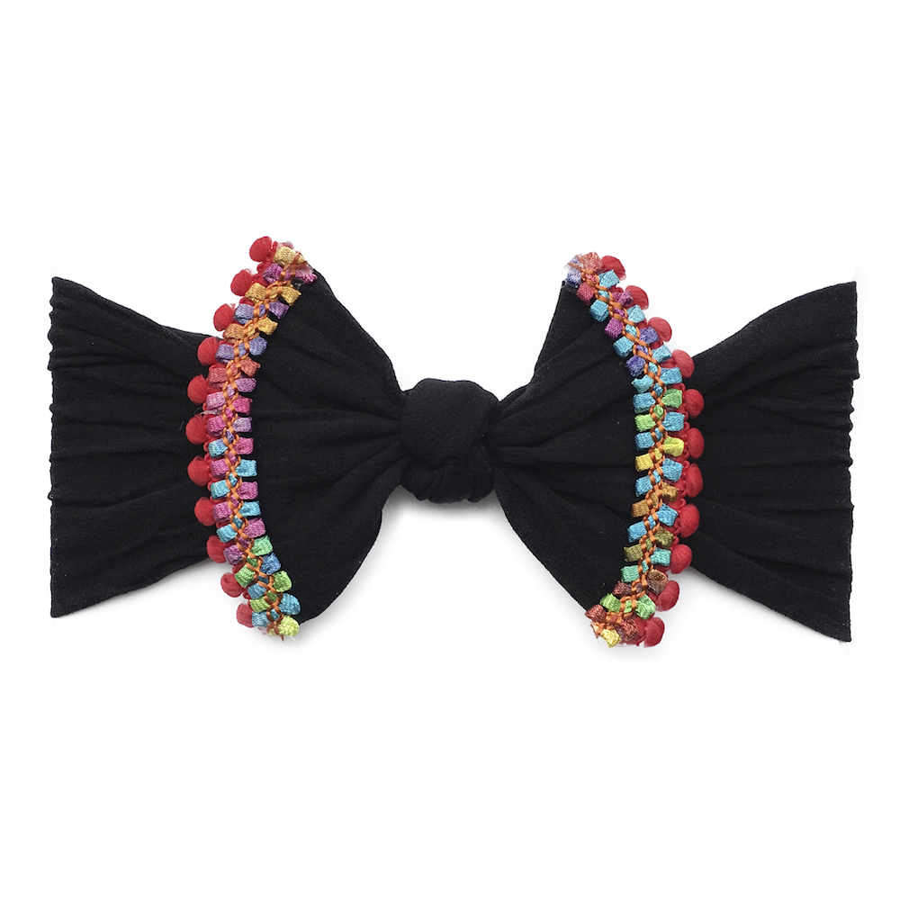 Baby Bling Bows Trimmed Classic Knot Headband - Black Cinco