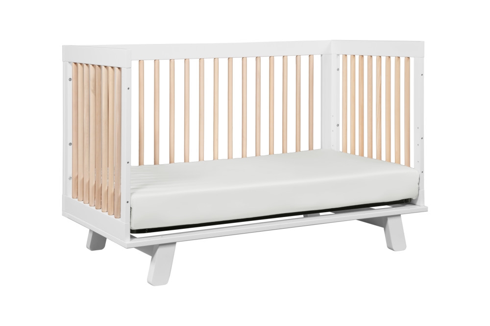 Babyletto Hudson 3 in 1 Convertible Crib, White and Natural