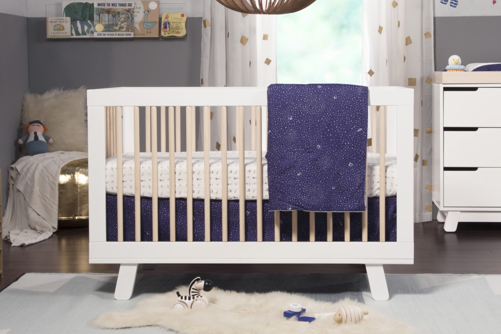 Babyletto Hudson 3 in 1 Convertible Crib, White and Natural