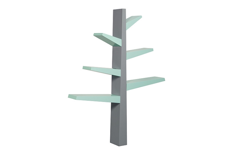 BabyLetto Spruce Tree Bookcase, Grey with Mint