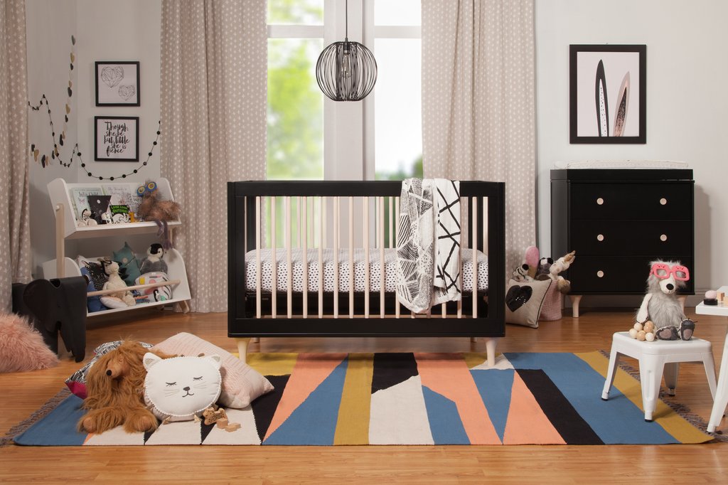 BabyLetto Lolly 3 in 1 Crib, Black and Washed Natural