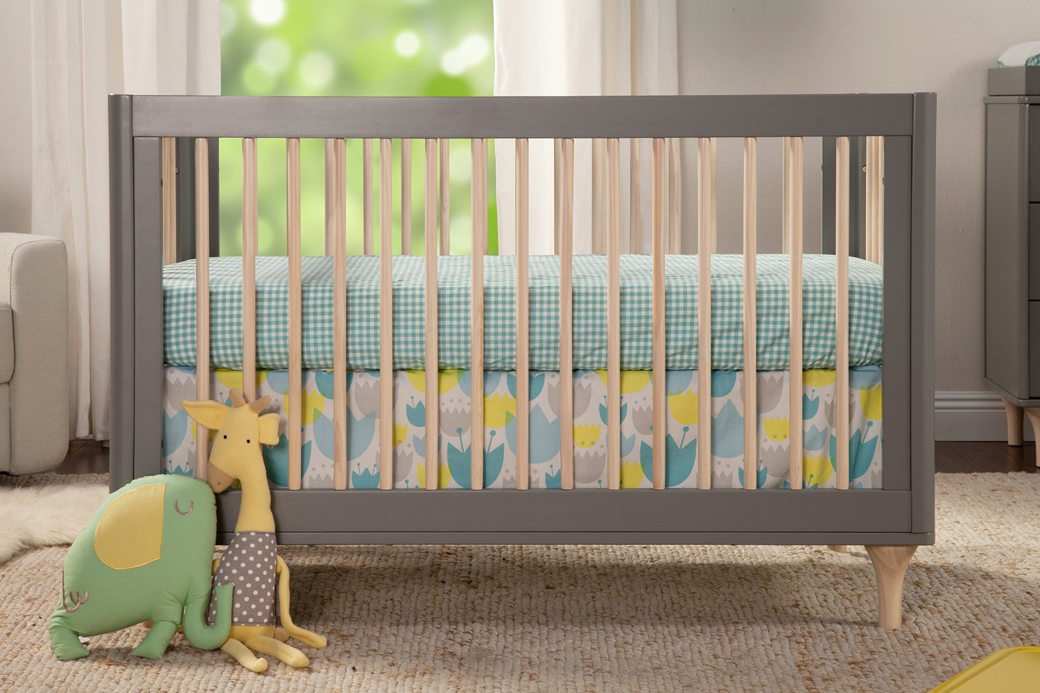 BabyLetto Lolly 3 in 1 Convertible Crib, Grey and Natural