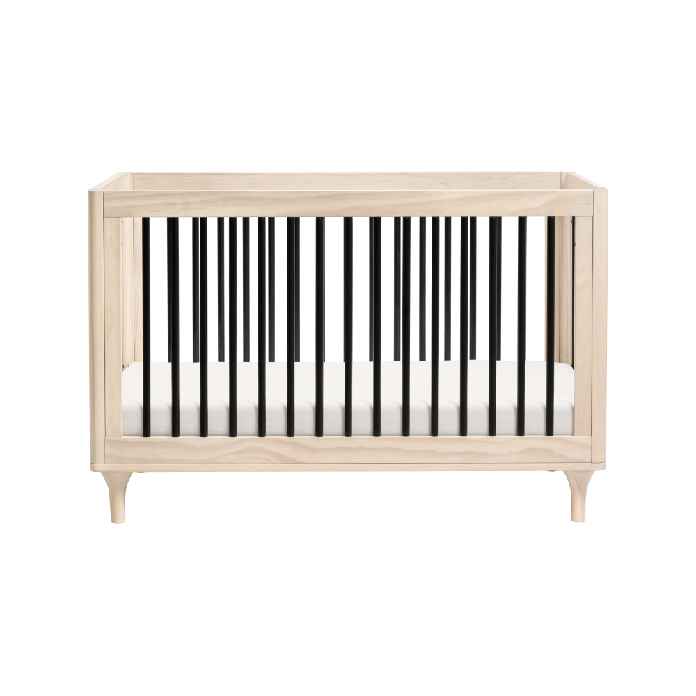 BabyLetto Lolly 3 in 1 Convertible Crib, Washed Natural / Black