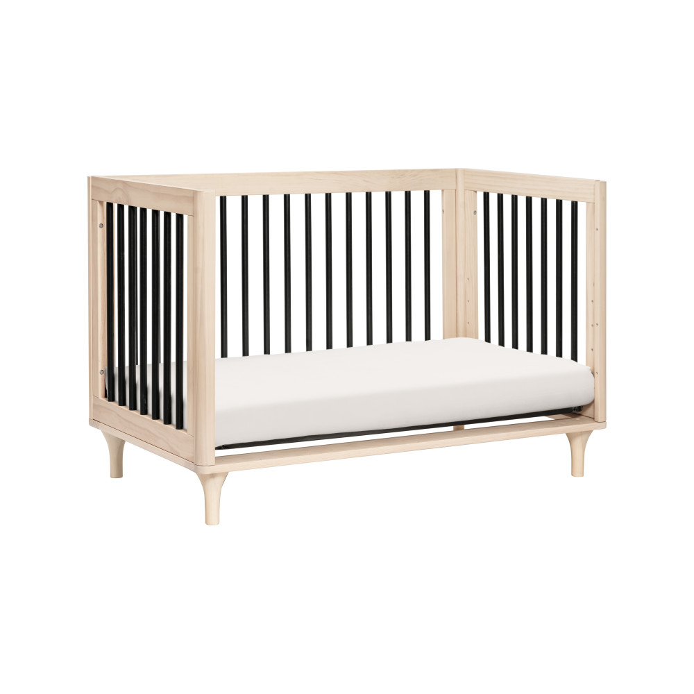 BabyLetto Lolly 3 in 1 Convertible Crib, Washed Natural / Black