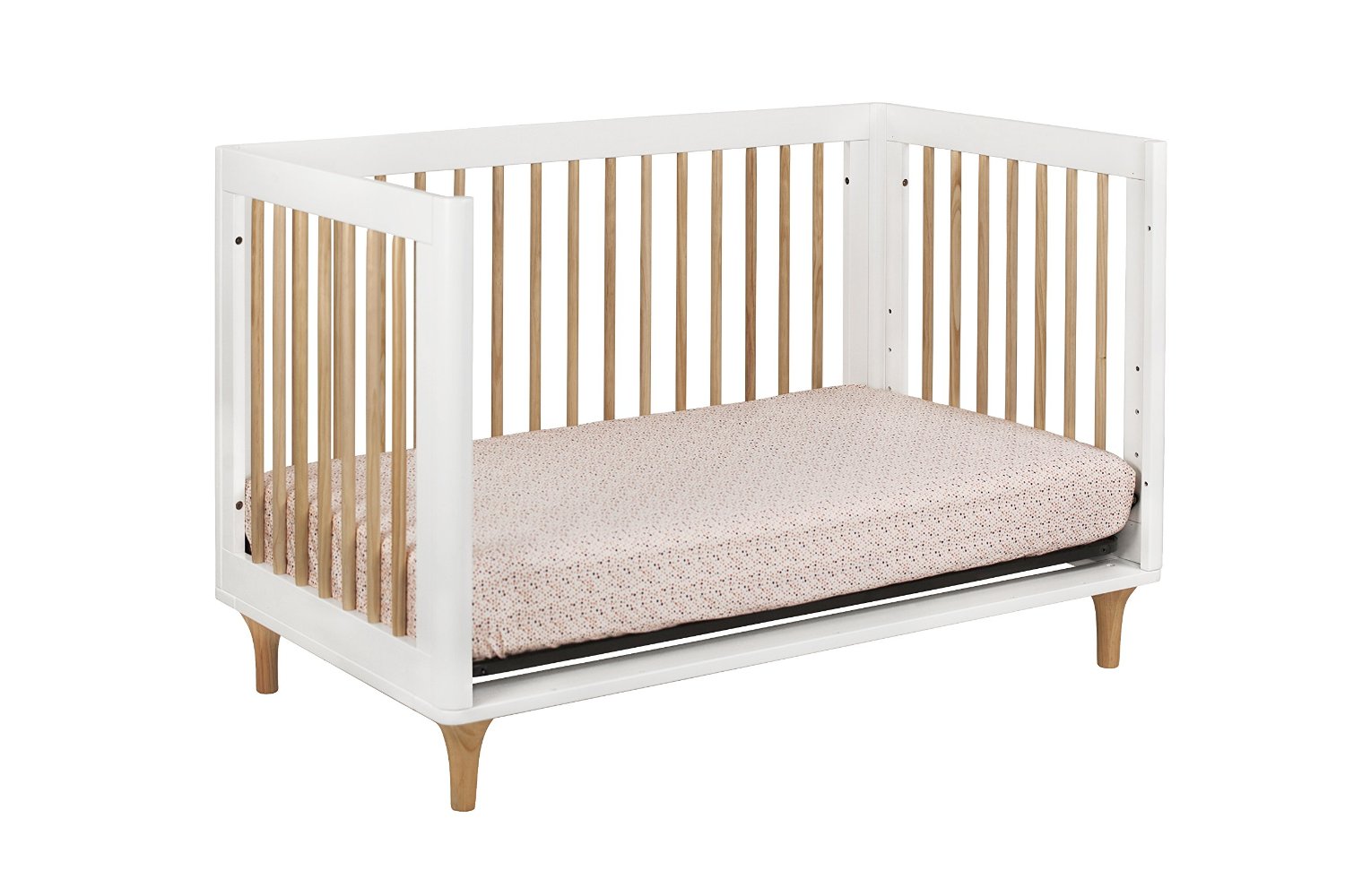 BabyLetto Lolly 3 in 1 Convertible Crib, White and Natural