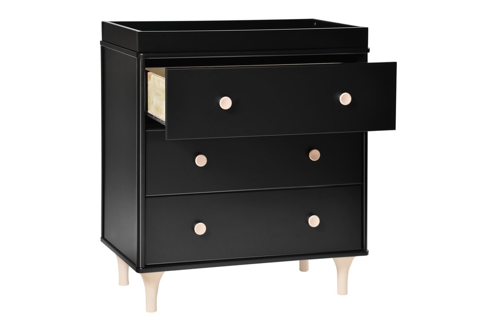 BabyLetto Lolly 3 Drawer Dresser, Black with Washed Natural