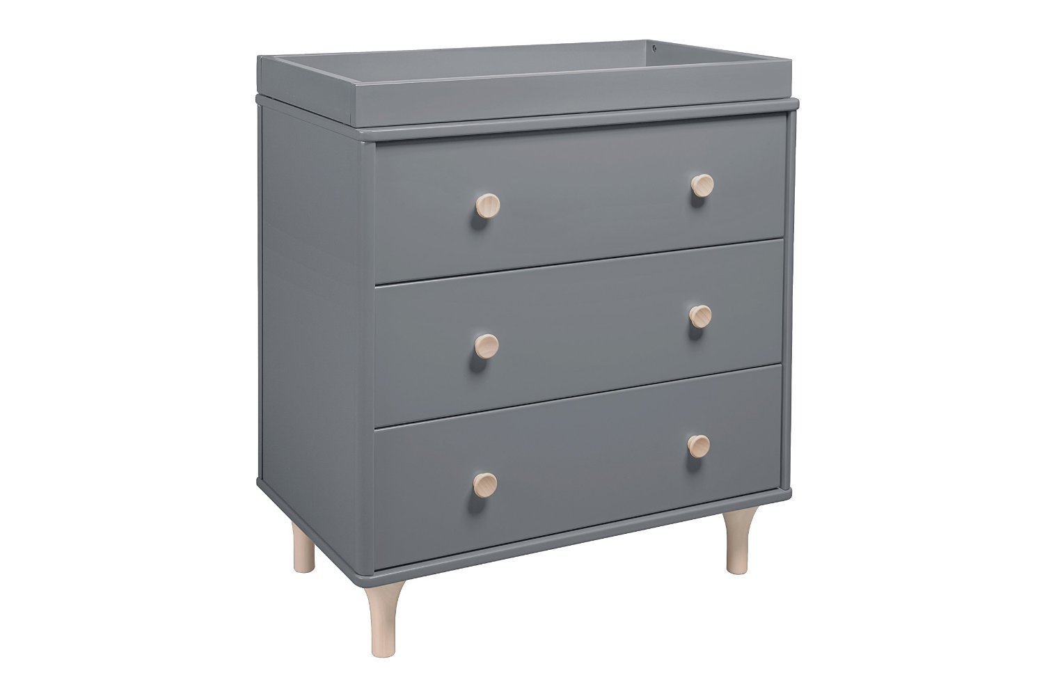 BabyLetto Lolly 3 Drawer Dresser Changer, Grey and Natural