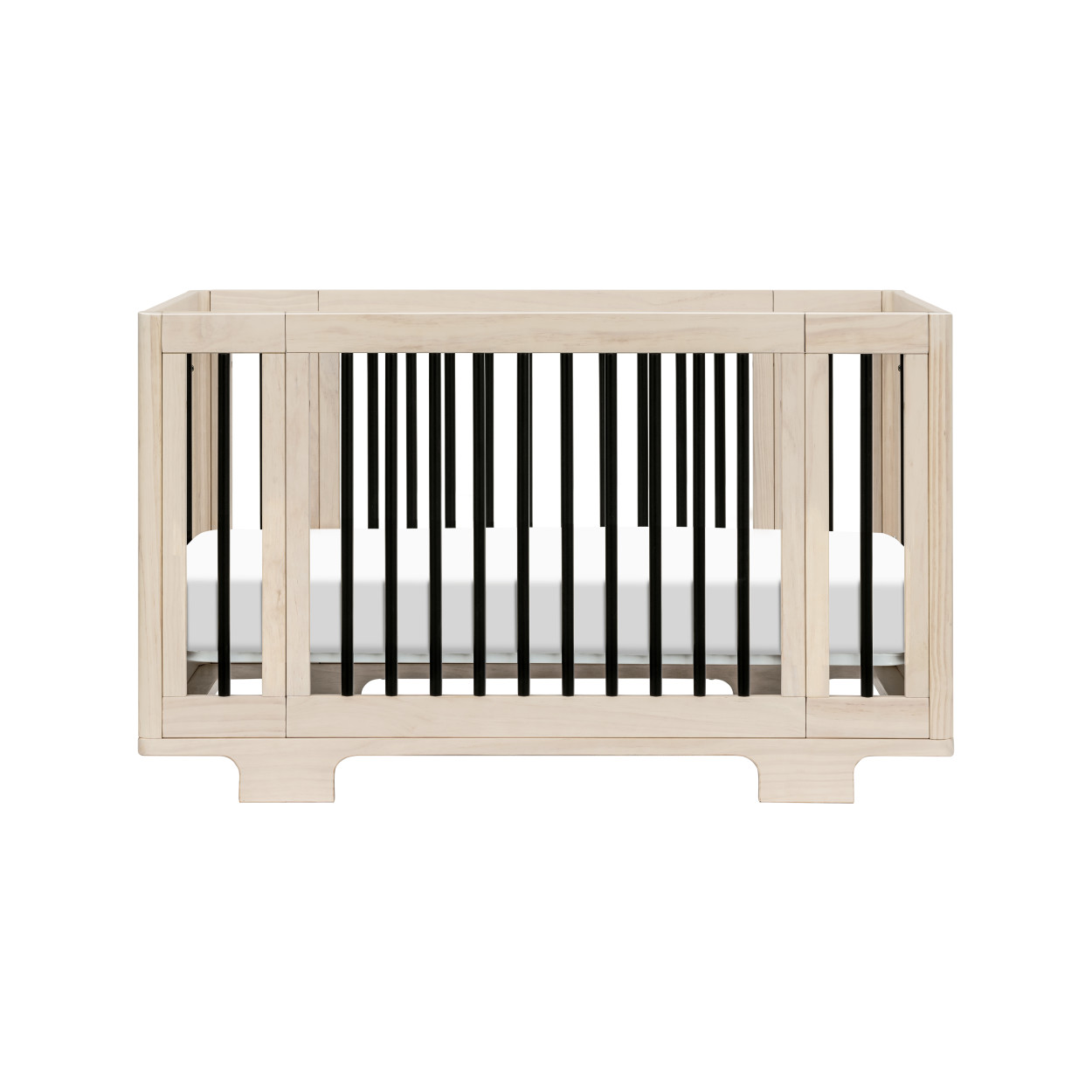 BabyLetto Yuzu 8-in-1 Convertible Crib - Washed Natural/Black